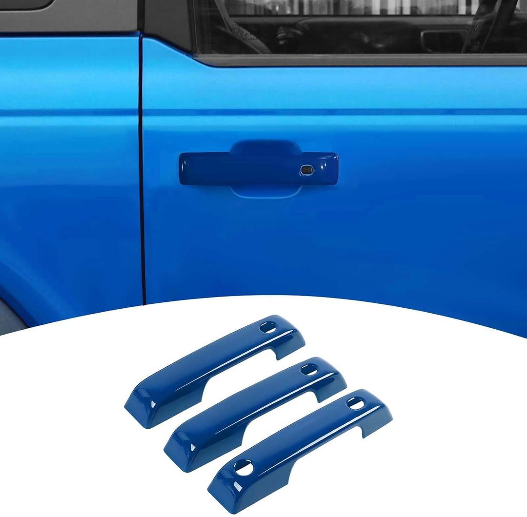 for Bronco Door Handle Cover Trim Blue Fit for Ford Bronco 2021 up Blue Exterior Accessories 3pcs