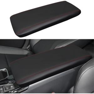 Car Center Console Armrest Cover for Toyota Camry 2025 2026 Leather Anti-Scratch Central Arm Rest Box Lid Seat Cover Protector Cushion Saver interior Accessories(Red Stitches)