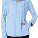 MAISON MISFITS 15 Womens Sun Protection Hoodie SPF Jacket Lightweight Full Zip Up Summer UV UPF 50+ with Pockets Thumb Hole, Size Small
