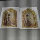 AceOrbit 2 Pcs Vintage Gold Frames 5x7 Gold Frames with Glass Floral Relic Hand Crafted Resin Antique for Tabletop Display, Retro Design Home Decor (Novel)