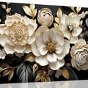 Trogonup Large Gold and Black Flower Wall Art for Bedroom Botanical Picture Modern Artwork for Living Room Office Teen Girls Room Kitchen 20L" x 40W"