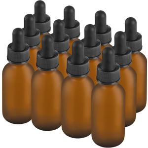 12 Pcs, 1oz Dropper Bottle, Amber Glass Eye Dropper Bottle, Tincture Bottles with Dropper, Pretty Finish, Leak-Proof Design, Stronger Suction for All Kinds of Mixed Liquids (1oz-12Pack, Amber Frosted)