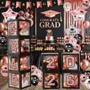 Rose Gold Graduation Decorations 2026, Pink Graduation Decorations Set of 4 Balloons Boxes with Letters 2026 GRAD So Proud of You, Congrats Grad Decorations for High School & College