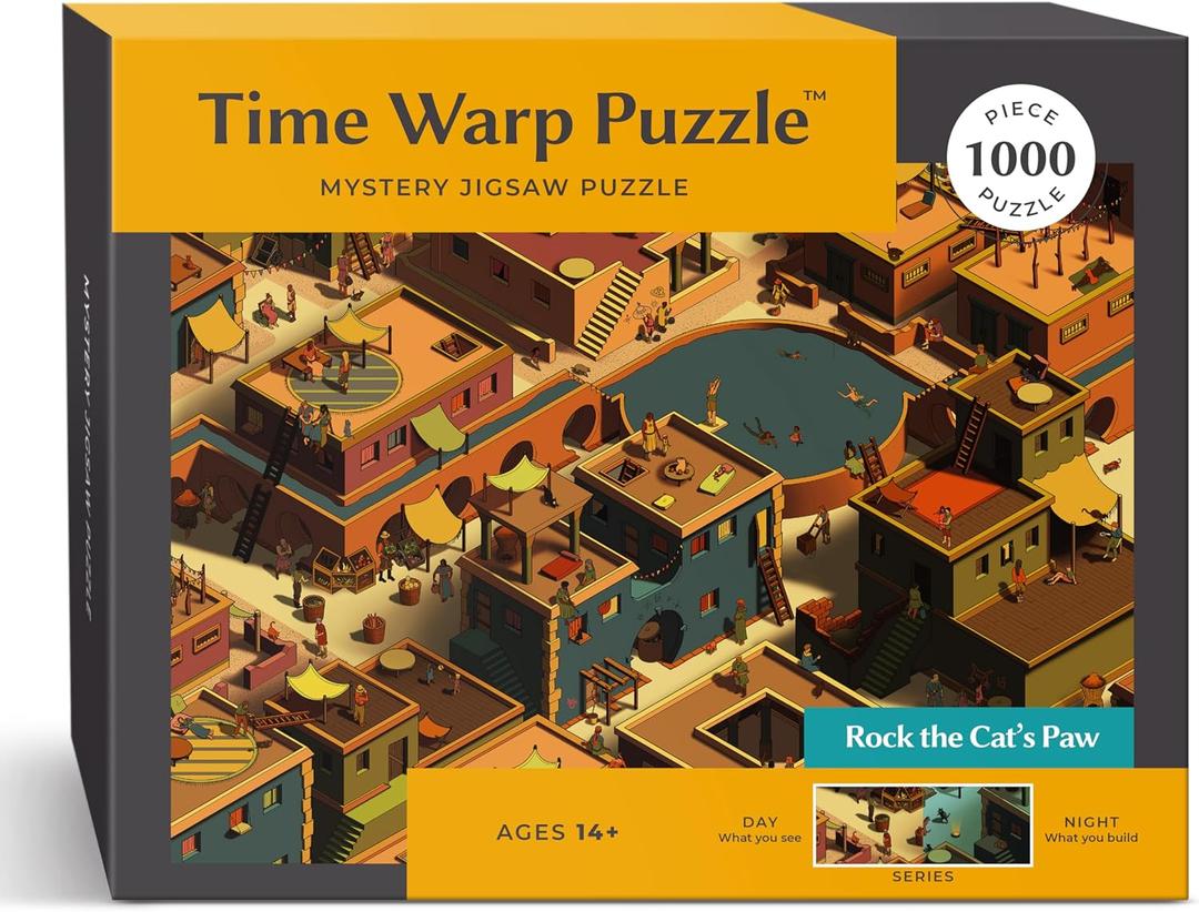 Time Warp Puzzle Series 1  Day to Night Hidden Scene | 1000 Piece Jigsaw Puzzle for Adults | Discover a Story that Transforms as You Build | Giftable Magic Puzzle Art (Rock the Cat's Paw)