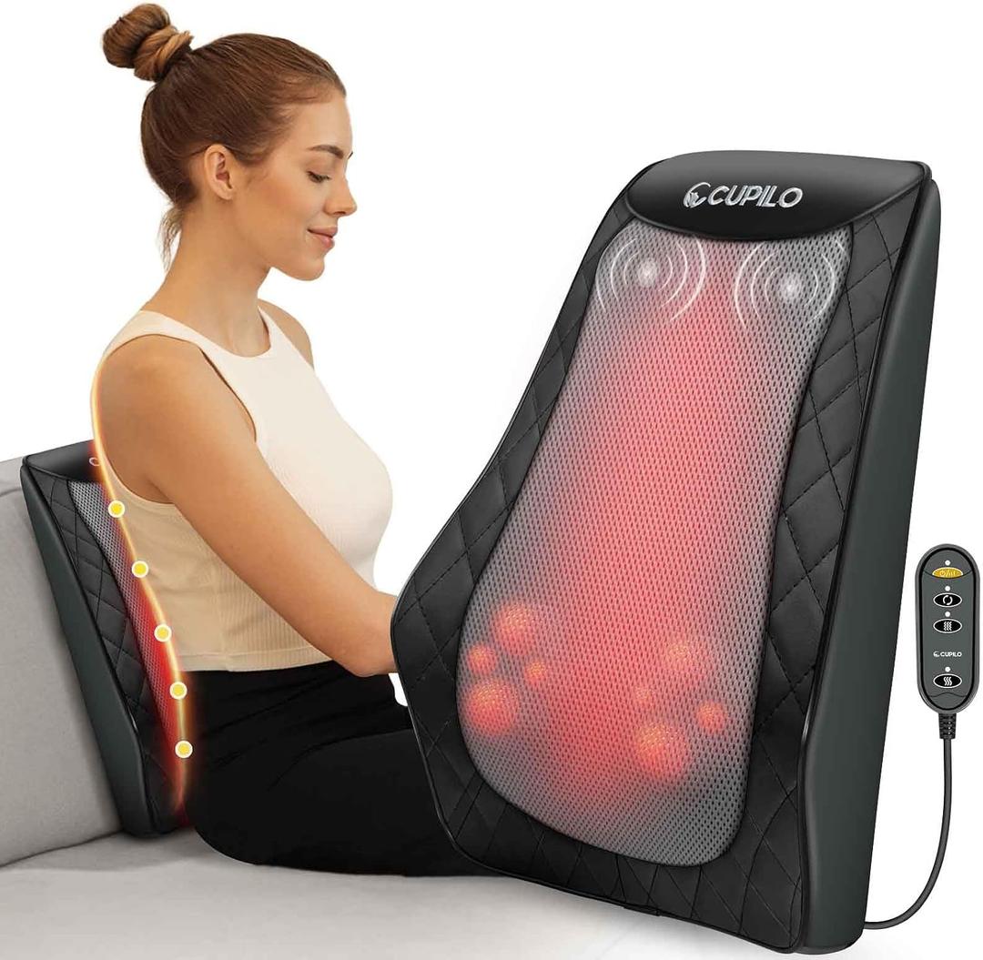 CuPiLo Back and Neck Massager, FSA Eligible HSA Store Massager for Pain Relief Deep Tissue, Heated Massage with Vibration, Massage Pillow for Neck, Back, Shoulder, Leg, Mothers Day Gifts for Mom Women