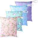 Frienda 4 Pieces Wet Dry Bag for Baby Waterproof Reusable Washable Diaper Bag Sealed with Handle for Travel, Beach, Swimsuit, Diapers, Dirty Gym Clothes and Toiletries (Mermaid)