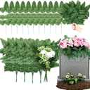 Yunlly 100 Pack Artificial Silk Green Fern Cemetery Flowers Leaf Picks Fake Greenery Stems Fern Leaves for Cemetery Grave Headstone Floral Arranging Crafting Decoration