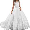 Princess Lilac Long Girls Pageant Dresses Kids Prom Puffy Tulle Ball Gown, Size 4