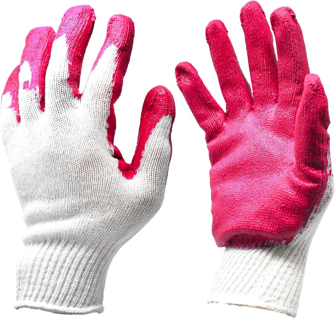 CBC Crown PREMIUM Non-Slip Multi-Purpose Red, Blue Latex Rubber Palm Coated Work Safety Gloves Garden Gloves