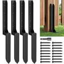 One-Piece Fence Post Repair KitHeavy Duty Steel Fence Post Anchor Ground Spike Quick Fix Broken/Leaning Wood Posts withand Fixed Fence Posts 4-Pack
