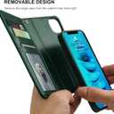 Bocasal Detachable Wallet Case for iPhone 14 RFID Blocking Card Slots Holder Premium PU Leather Magnetic Kickstand Shockproof Wrist Strap Removable Flip Protective Cover 5G 6.1 inch (Green)