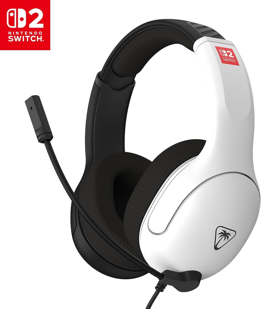 Turtle Beach Airlite Fit Wired Gaming Headset  Officially Licensed for Nintendo Switch 2, Nintendo Switch, Durable, Lightweight, Black and White