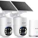 SOLIOM- 5MP Security Cameras Wireless Outdoor, No Subscription,2-Cam Pack, Solar Powered Home Security Camera with 360 Auto Tracking, Pan & Tilt, 3K Color Night Vision,5G & 2.4G Router Compatible