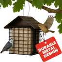 More Birds Double Suet Feeder with Weather Guard, 6.5" L X 4.25" W X 7.25" H, Brown