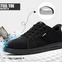 LARNMERN Steel Toe Shoes Men Hands Free Work Shoes Slip On Safety Toe Sneakers Lightweight Comfortable Walking (11 Wide, Black)