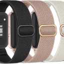 ViCRiOR 3 Pack Stretchy Nylon Solo Loop Watch Bands Compatible with Samsung Galaxy Fit 3, Elastic Braided Strap for Galaxy Fit 3 Band SM-R390 Women Men