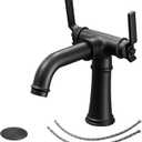BWE Black 2 Handle Bathroom Faucet Solid Brass Industrial Pipe Style Vintage Vanity Faucet for Bathroom Sink Commercial Lavatory Basin Mixer Tap