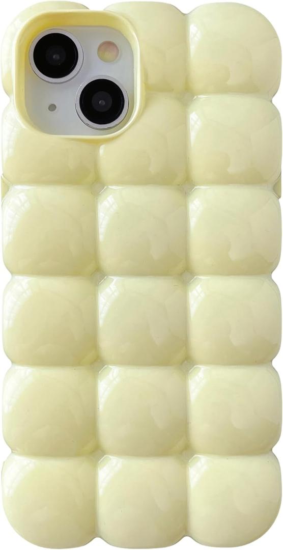 Caseative for iPhone 14 Pro Case,3D Cube Grid Candy Color Soft Phone Case (Yellow)