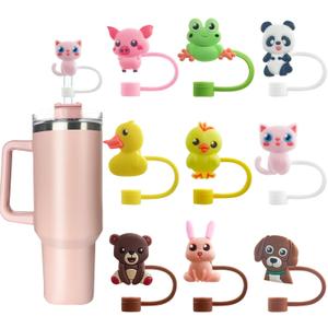 Velaco 9 PCS 0.4in/10mm Diameter Silicone Straw Covers Compatible with Stanley 20 30&40 Oz Cup, Straw Toppers for Stanley 40 Oz Tumbler with Handle, Dust-Proof Straw Caps for Water Bottle