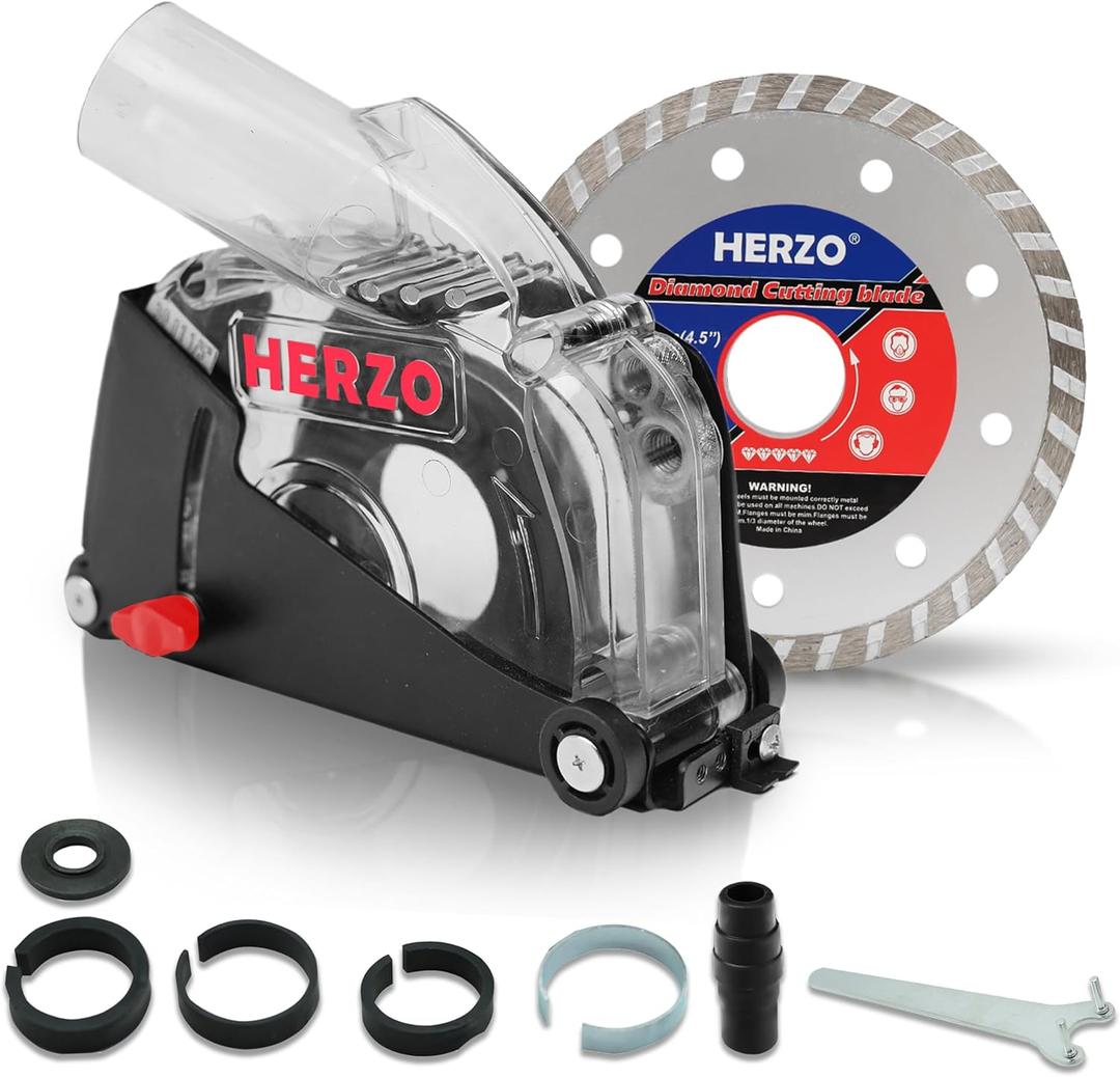 HERZO Dust Shroud Dust Extraction Cutting Guard for 5 inch and 4-1/2 inch Angle Grinder