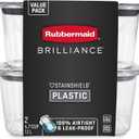 Rubbermaid Brilliance BPA-Free Food Storage Containers, Medium Deep, 4.7 Cup, 2-Pack, Airtight & Leak-Proof, Microwave & Dishwasher Safe