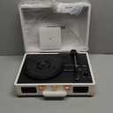 Vinyl Record Player with Built-in Speakers 3-Speed Vintage Record Player Bluetooth Portable Suitcase Turntable Belt-Driven LP Player Support RCA Output and Headphone Output (White Rose Gold)