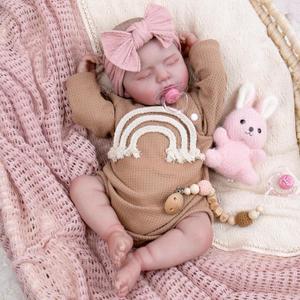 Aori Lifelike Reborn Baby Dolls Girl - Realistic Newborn Sleeping Baby with Flexible Limbs, Weighted Soft Body Reborn Doll Set with Outfit for Kids 3+, Parents, Elderly and Collectors (Coffee)