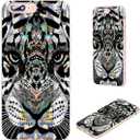 for iPhone 8 Plus Case,for iPhone 7 Plus Case for Women Men Girl,VoMotec Shockproof Anti-Scratch Slim Soft TPU Clear Protective Cover Cases for iPhone 8 7 Plus 5.5,Black Tiger Head with Colorful Cross