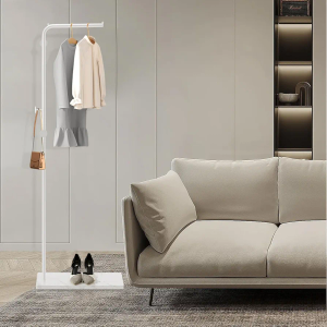 Tenkovic Metal Coat Rack Freestanding, Coat Rack Stand with Heavy-weight Natural Marble Base, 67” Coat Hanger Stand with 3 Hooks for Bedroom, Office, Hallway, Entryway, Living Room (White)