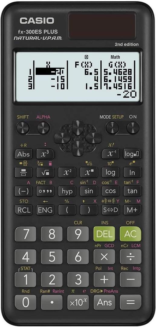 Casio fx-300ES Plus 2nd Edition  Standard Scientific Calculator | 262 Functions, Natural Textbook Display | Ideal for Middle School, High School Math, Statistics & Algebra | Black