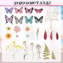 LemonRoad 44 Pcs Flower Cake Toppers with 35 Dried Flower Decorations 8 Pcs 3D Colorful Butterfly Decoration and 1 Baby in Bloom Cake Topper for Birthday Weddings Parties Baby Shower Supplies
