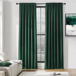 DONREN Emerald Green Blackout Thermal Insulating Window Curtain Drapes for Living Room with Rod Pocket (52 W X 96 L,2 Panels)