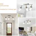 3-Light Rotatable Track Lighting Kit, Brushed Nickel Semi Flush Mount Ceiling Light Vanity Lighting Fixtures Spotlight, Seeded Glass Shades
