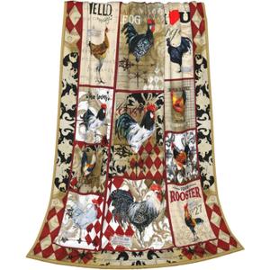 Rooster Fleece Throw Blanket Soft Flannel Plush Lightweight Warm Cozy Blanket for Men Women Couch Bed Sofa Travel 60"x80"