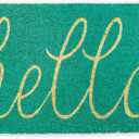 DII Hello Coir Fiber Doormat Non-Slip Durable Outdoor/Indoor, Pet Friendly, 18x30, Aqua