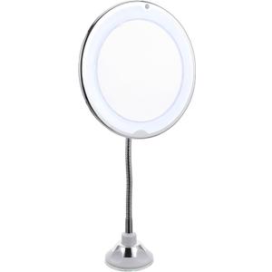 Rotating 10X Magnifying Makeup Mirror with Led Light and Strong Suction Cup 360 Degree Adjustable Vanity Mirror for Precise Eye Makeup and Facial Grooming in Bathroom or Travel
