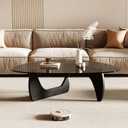 Honyee Morden Coffee Table, 42.5" x 28.5" x 16.1" Triangle Tempered Glass Top for Living Room, Color: Black