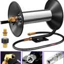 Pressure Washer Hose Reel100FT Power Washer Hose Reel 3/8" NPT Outlet Pipe Heavy Duty Steel High Pressure Washer Reel 4000 PSI with Hand Crank Swivel Arm