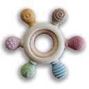 4 x [BabyBite] Teethers Silicone and Beechwood Animal Teether for Sensory and Developmental Play for Baby and Toddler 100% BPA Free Food Grade Silicone, Beige