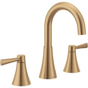 Moen Ronan Bronzed Gold Two-Handle Widespread Modern Bathroom Faucet, Valve Included, 84023BZG
