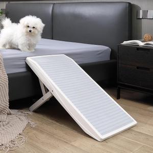 Dog Ramp for Bed& Couches – 4 Heights up to 18.31", Anti-Slip, Portable, Supports 100 lbs – Easy-Clean Pet Stairs for Small & Senior Dogs