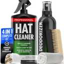4-in-1 Professional Hat Cleaning Kit - Removes Dirt and Stains, Gentle Hat Cleaner for Baseball Caps, Fitted Cowboy, & Felt Hats, Complete Hat Cleaner with Hat Deodorizer, Brush & Microfiber Cloth