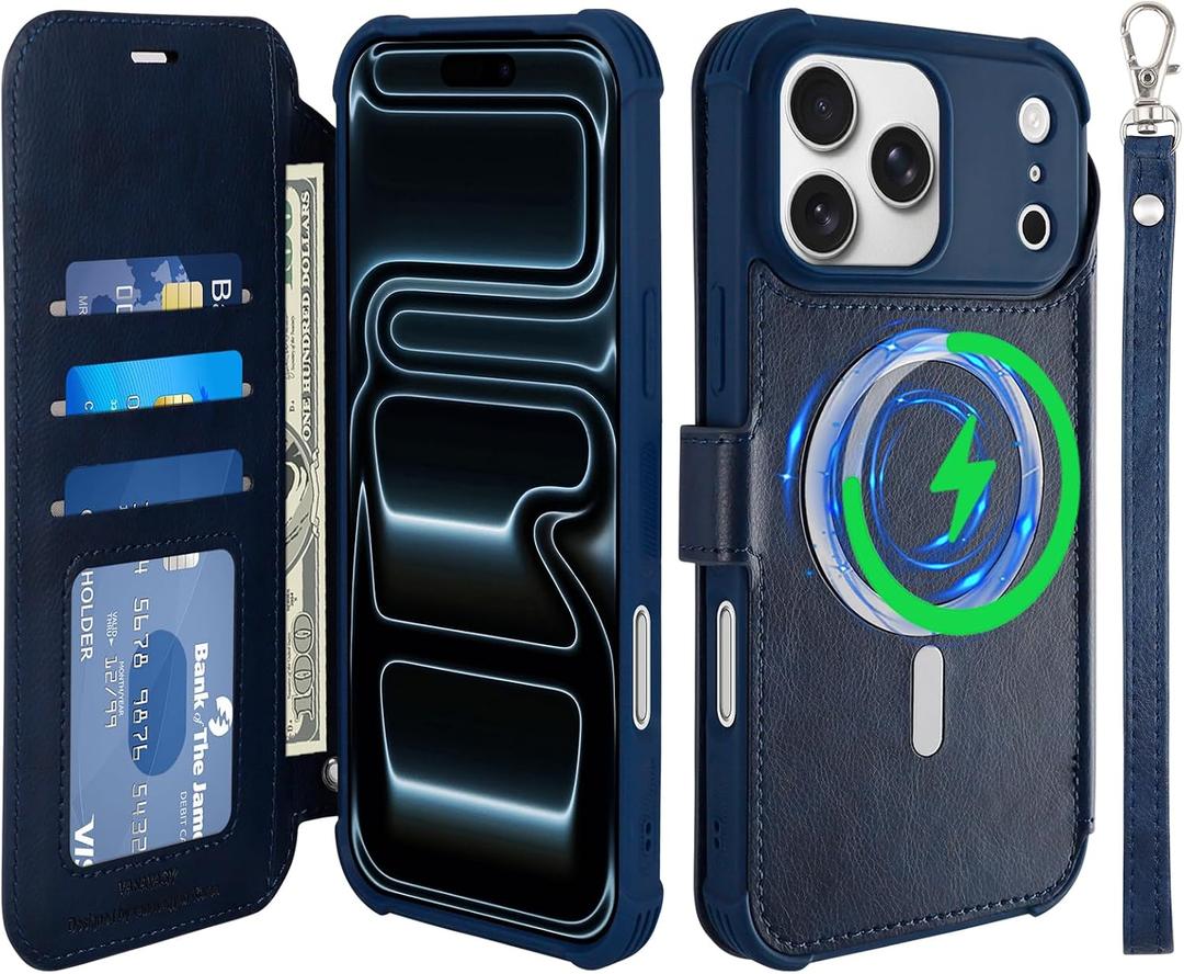 Wallet Case for iPhone 18 Pro/17 Pro for Magsafe, Navy Blue