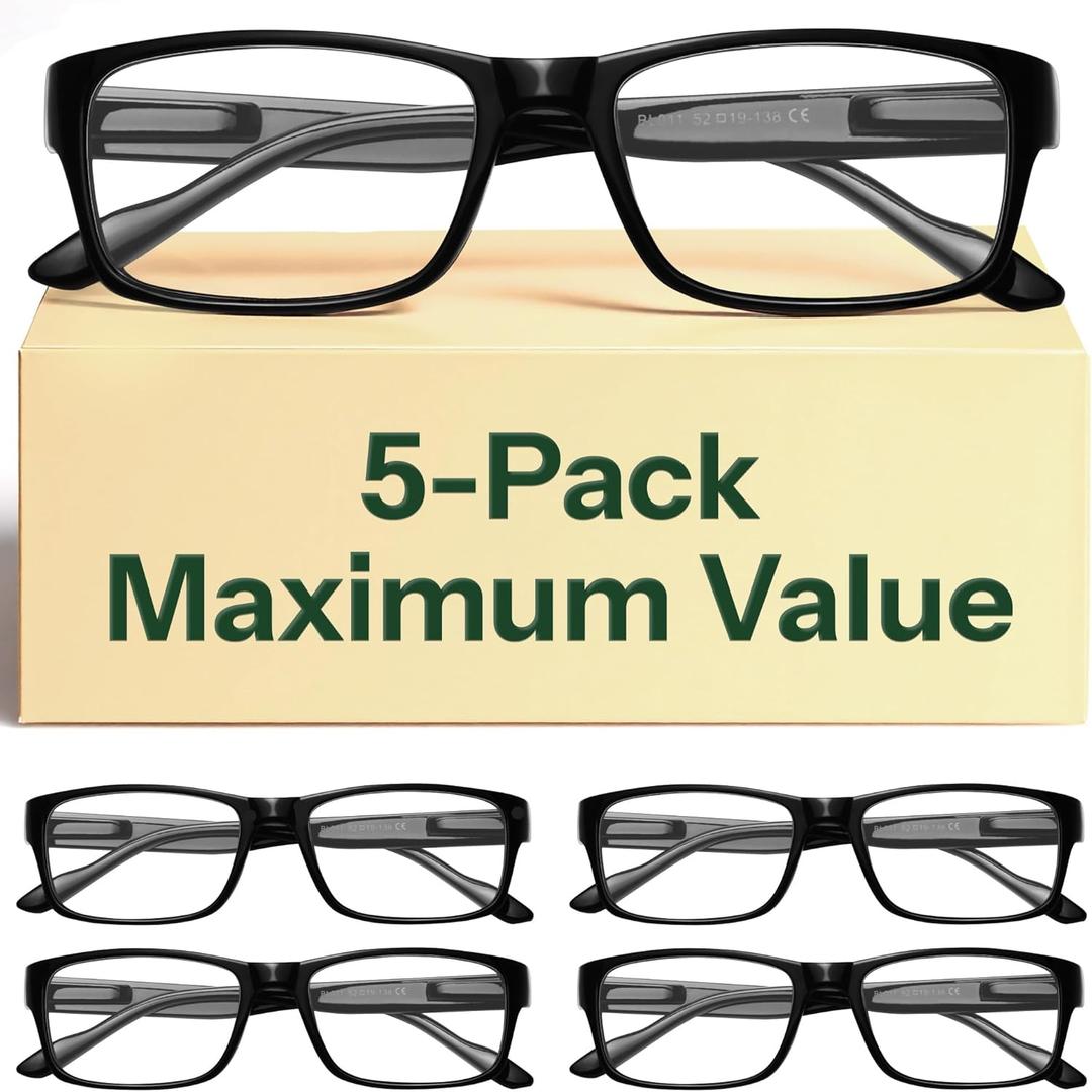 Gaoye 2.25 Professional Reading Glasses for Men for All Day - Computer Readers with Blue Light Protection - Value Pack