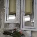 Baquler White 2 Pcs Christmas Metal Candle Lantern and LED Fake Candles 12'' and 15'' Decorative Lanterns with Xmas Ornament Porch Lanterns Indoor Outdoor Decoration Party Gift