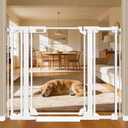 WAOWAO 40" Extra Tall Clear Acrylic Dog Gate for Baby and Kids with Double Lock, 29.5"-47.2" Width, Safety Auto Close Pet Gate for Puppy and Pets, Fits Doorways,Kitchen, and Entryways, White