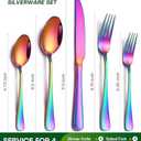 PHILIPALA 20 Piece Rainbow Silverware Set, Stainless Steel Flatware Set for 4 Colorful Cutlery Utensil Set Include Knife Fork Spoon Food Grade Mirror Polished Dishwasher Safe