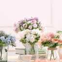 LAWOHO 6 Pack Artificial Flowers Fake Faux Peony Silk Carnations Hydrangea Daisy Realistic Flower Bouquets Arrangements for Wedding Decoration Plastic Floral Table Centerpieces Decor(White)