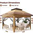 Driftalia 13x13 Pop Up Gazebo, Instant Outdoor Gazebo with Mosquito Netting, Vented Roof and Carry Bag for Patio, Garden & Backyard - Beige & Coffee