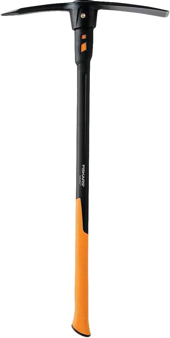 Fiskars Pro IsoCore Garden Pick - 5 lb Pick with 36" Shock Controlled Handle - Digging and Garden Tools - Orange/Black